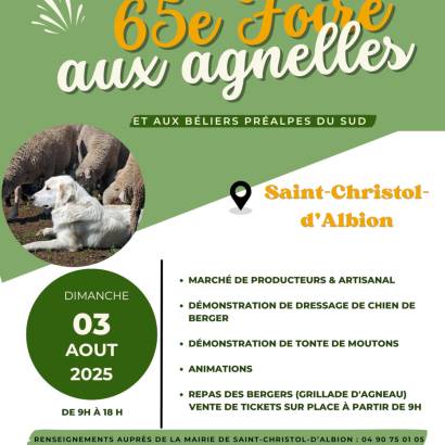 ** Annulé ** Foire et concours aux agnelles et béliers préalpes du Sud ** Annulé ** Foire et concours aux agnelles et béliers préalpes du Sud