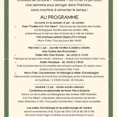 Journées Européennes de l'Archéologie au Château de Simiane Journées Européennes de l'Archéologie au Château de Simiane