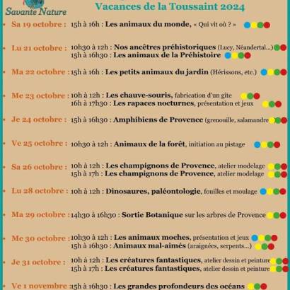 Savante Nature : Programme des vacances de la Toussaint